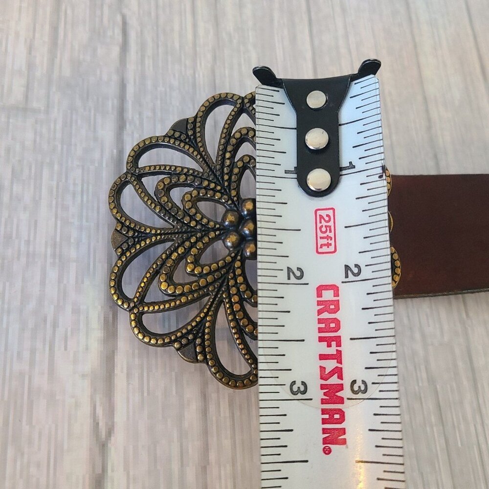 Vintage Old Navy Italian Leather Belt Boho Buckle Womens Measures L USA - Picture 8 of 8